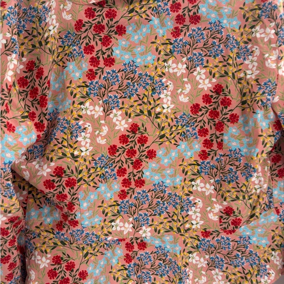 INTERMIX Silk printed Floral Ruffle Blouse Top Tie Front V-Neck Boho size 2 - Picture 10 of 16